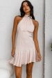 Promises Halterneck Fluted Hem Dress Nude Cheap