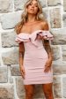 Rossi Off-Shoulder Double Ruffle Dress Blush on Sale