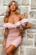 Rossi Off-Shoulder Double Ruffle Dress Blush on Sale