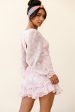 Amarantha Sheer Balloon Sleeve Frill Trim Dress Floral Print Pink Hot on Sale