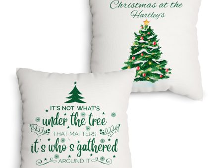 Christmas Around the Tree - Personalised Cushion - Two Sizes Discount