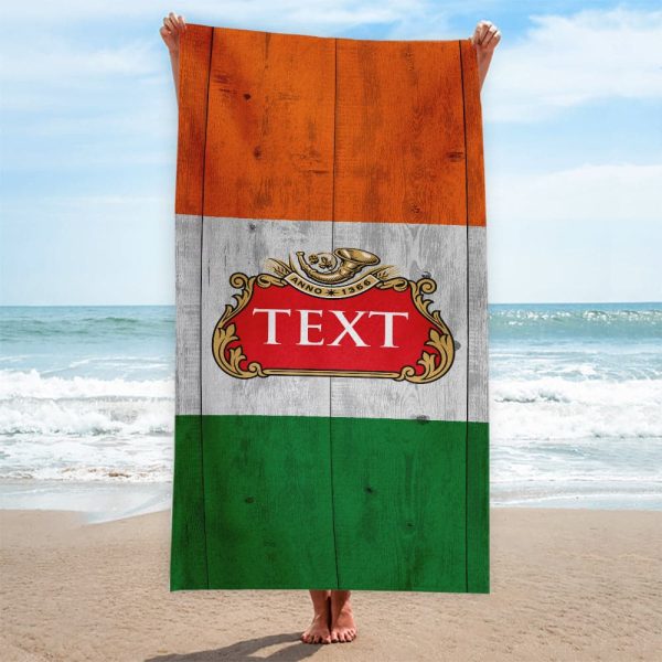 Personalised Lightweight, Microfibre Beach Towel - Wooden - Irish Flag Sale