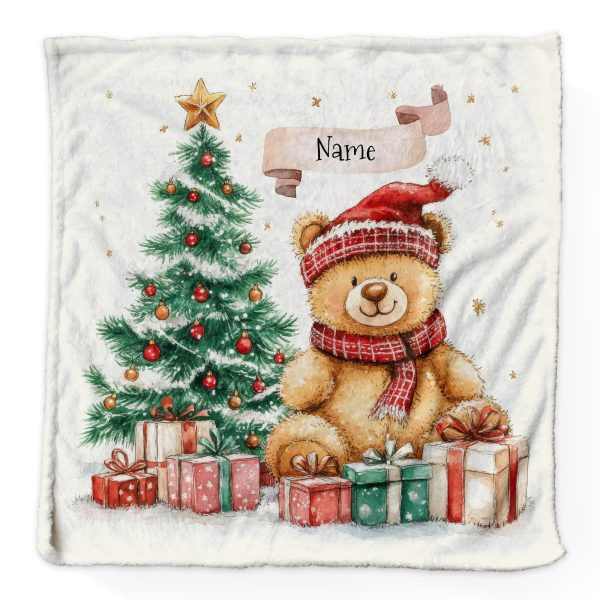 Christmas Teddy Bear - Personalised Extra Soft Luxury Baby Blanket - 75cm x 75cm For Cheap