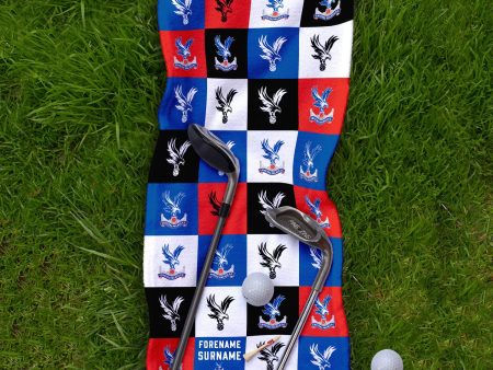 Crystal Palace FC - Chequered - Name and Number Lightweight, Microfibre Golf Towel - Officially Licenced Hot on Sale