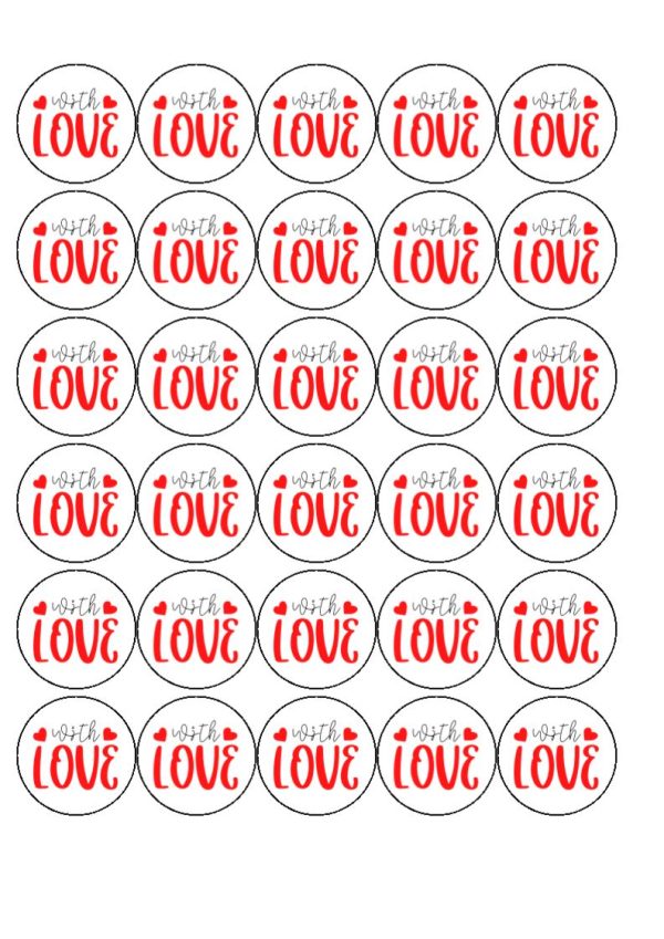 With love edible cake and cupcake toppers For Sale