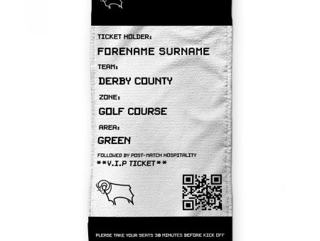 Derby County - Ticket - Name and Number Lightweight, Microfibre Golf Towel - Officially Licenced Discount