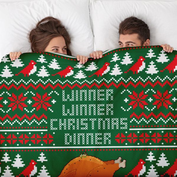 Winner Winner, Christmas Dinner - Xmas Jumper - Fleece Blanket Online