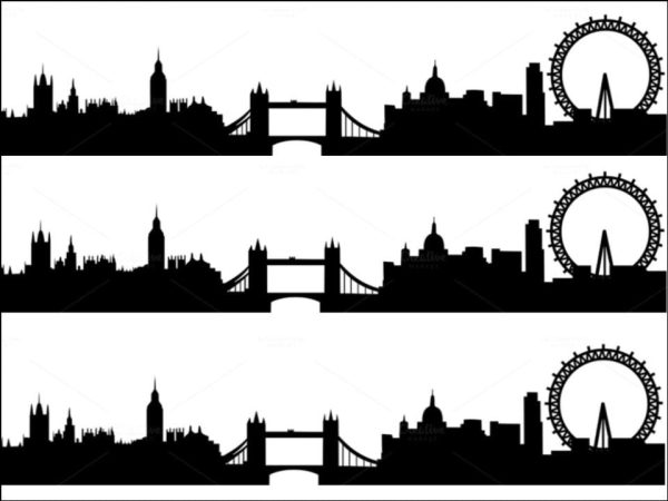 London Scene - Black Silhouette A4 Icing Sheets For Sale