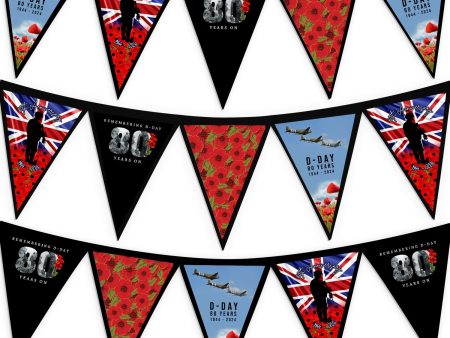 D-Day 80 Years - 3m Fabric Bunting With 15 Individual Triangles on Sale