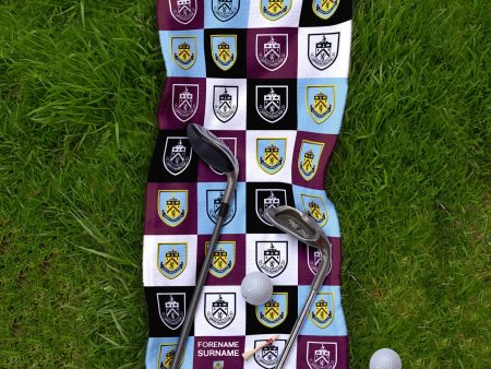 Burnley FC - Chequered - Name and Number Lightweight, Microfibre Golf Towel - Officially Licenced Fashion