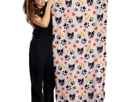 Pet Pattern - Neutral Paws & Bones - Personalised Lightweight, Microfibre Beach Towel - 150CM X 75CM Hot on Sale