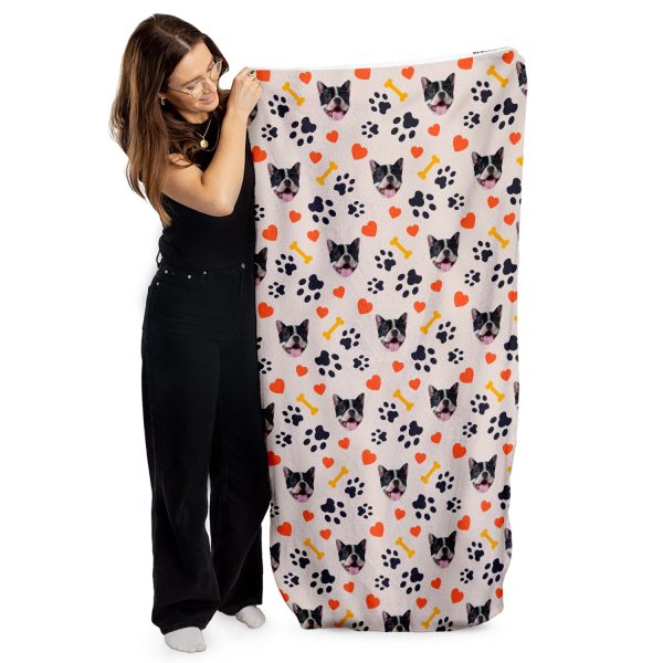 Pet Pattern - Neutral Paws & Bones - Personalised Lightweight, Microfibre Beach Towel - 150CM X 75CM Hot on Sale