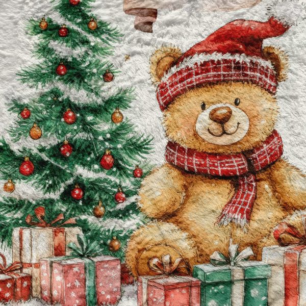 Christmas Teddy Bear - Personalised Extra Soft Luxury Baby Blanket - 75cm x 75cm For Cheap