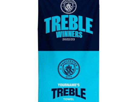 Manchester City Treble Beach Towel- 150cm x 75cm - Officially Licenced Hot on Sale