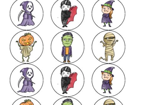 NEW HALLOWEEN 5 -  Edible Cupcake Toppers Online now