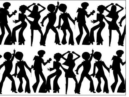 Black Silhouette A4 edible fondant icing sheets - Disco dancers on Sale