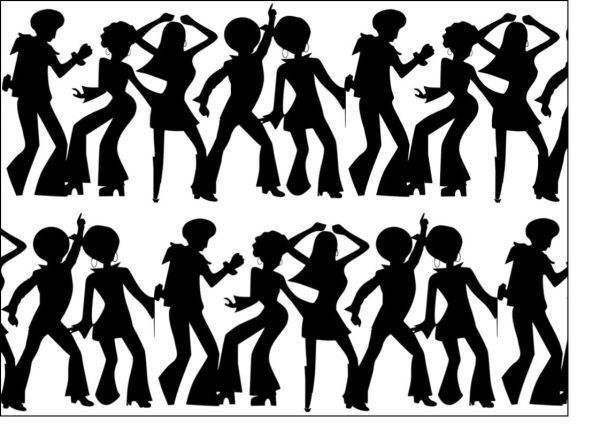 Black Silhouette A4 edible fondant icing sheets - Disco dancers on Sale