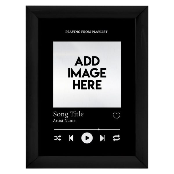 Personalised Song Card - Black - A4 Metal Sign Plaque - Frame Options Available Sale