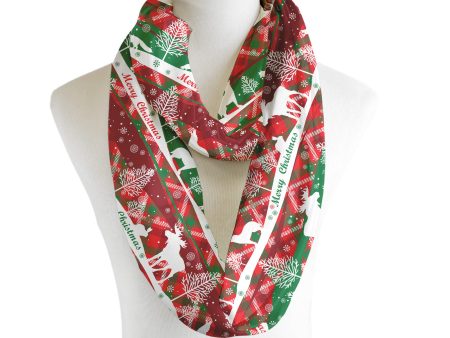 Christmas Animals - Scarf - Infinity  - Chiffon Hot on Sale