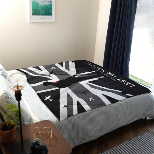 Remembrance Day B&W Flag - Fleece Blanket Online Sale