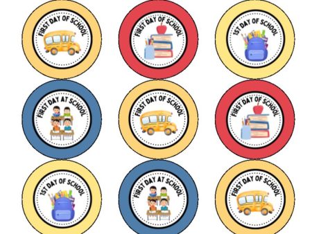 First day at school - edible cupcake toppers For Sale