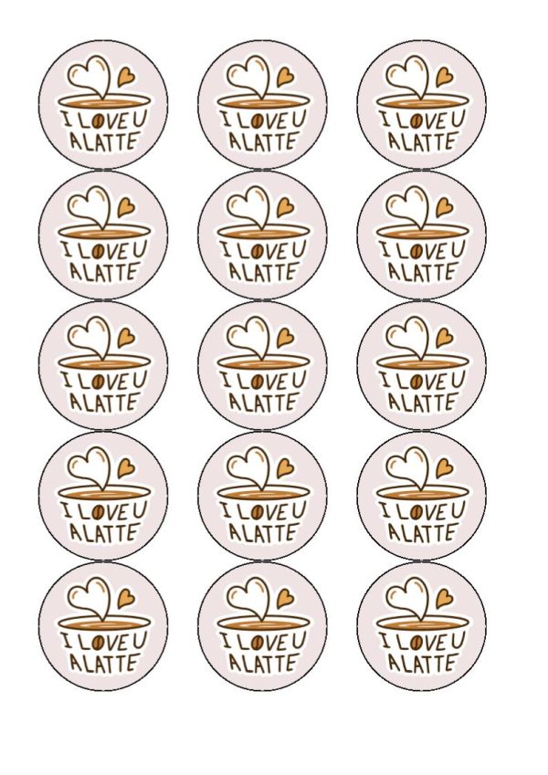 I love u a latte - Edible Drink Toppers Online