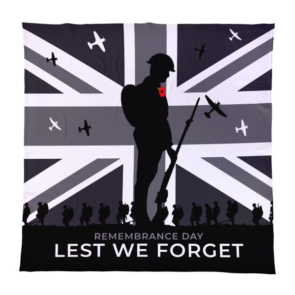 Remembrance Day B&W Flag - Fleece Blanket Online Sale