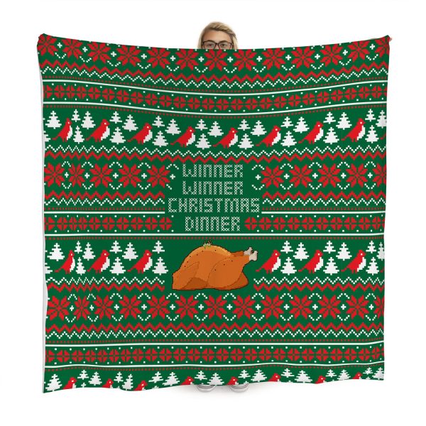 Winner Winner, Christmas Dinner - Xmas Jumper - Fleece Blanket Online