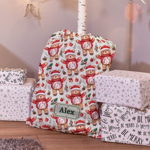 Teddy Pattern - Personalised Santa Sack on Sale