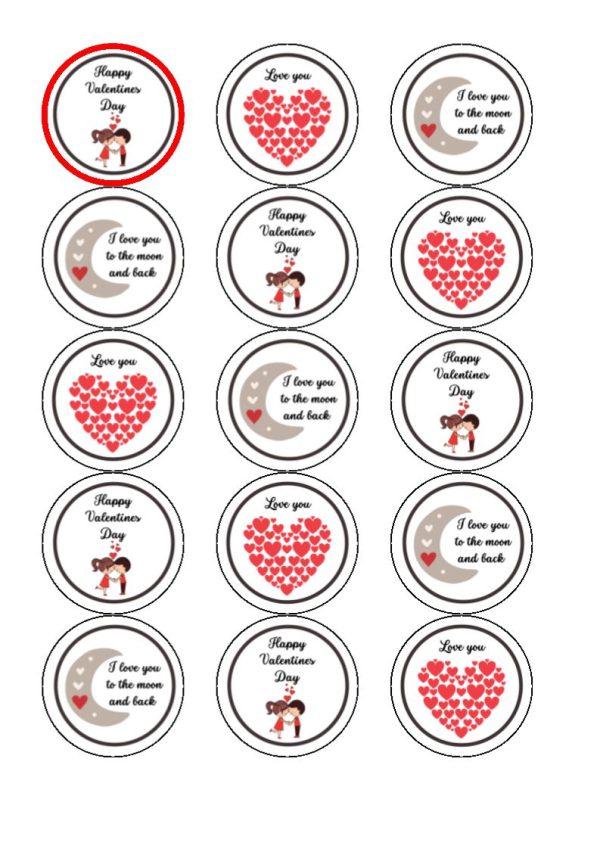 Love you to the moon and back edible cake and cupcake toppers For Sale