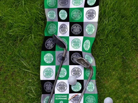 Celtic FC - Chequered - Name and Number Lightweight, Microfibre Golf Towel - Officially Licenced Fashion