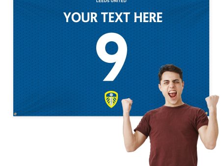 Leeds United FC - Personalised Name Number 5ft x 3ft Fabric Banner - Officially Licenced on Sale