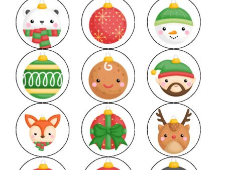 Christmas Baubles   - Cake and Cupcake Toppers Hot on Sale