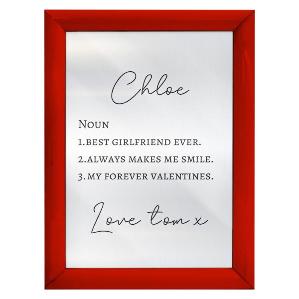 Personalised Noun - Girlfriend or Boyfriend - A4 Metal Sign Plaque - Frame Options Available For Cheap