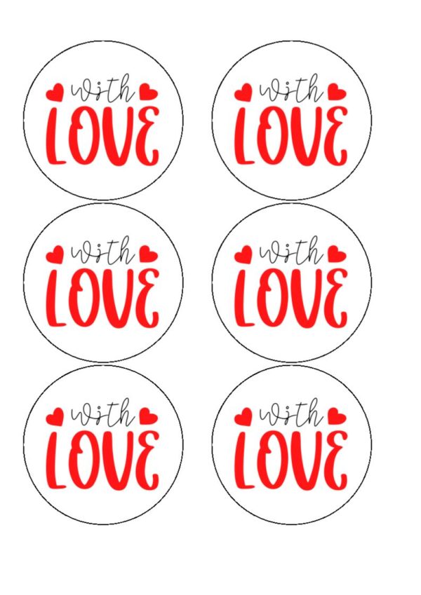 With love edible cake and cupcake toppers For Sale