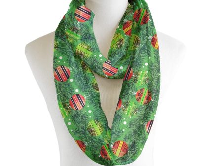 Christmas Baubles - Scarf - Infinity  - Chiffon For Cheap