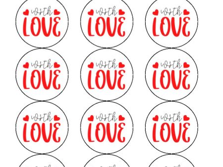 With love edible cake and cupcake toppers For Sale