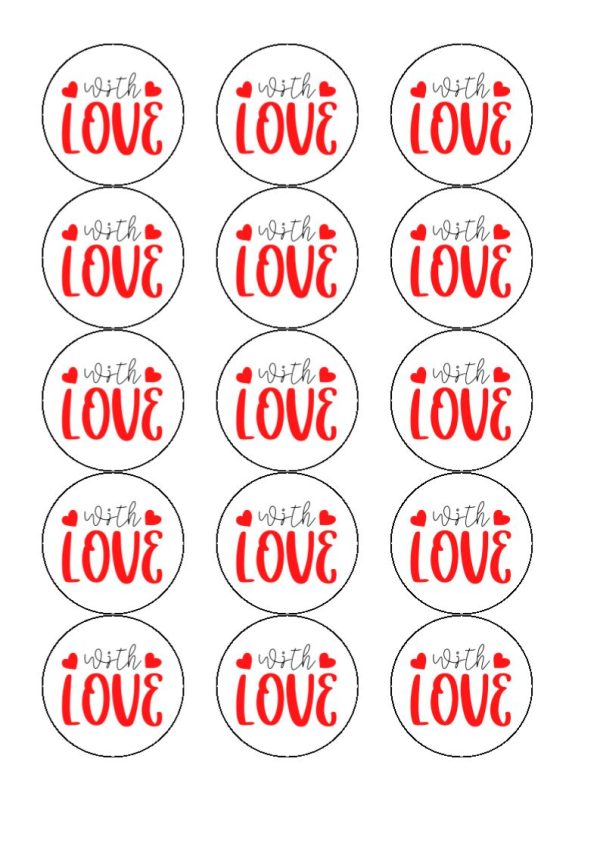 With love edible cake and cupcake toppers For Sale