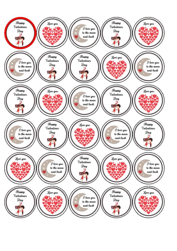 Love you to the moon and back edible cake and cupcake toppers For Sale