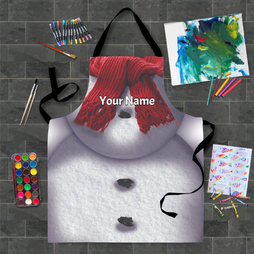 Personalised - Snow Man Costume - Kids Apron Cheap