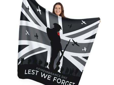 Remembrance Day B&W Flag - Fleece Blanket Online Sale