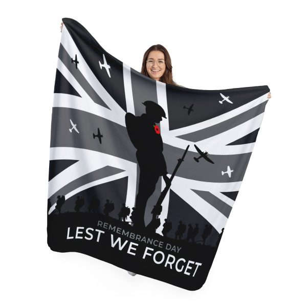 Remembrance Day B&W Flag - Fleece Blanket Online Sale