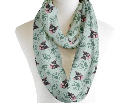 Pet Pattern - Minty Paws Print - Scarf - Infinity  - Chiffon Supply