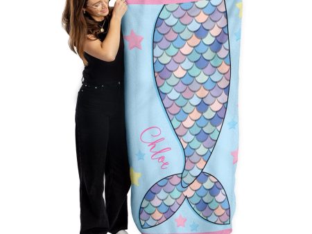 Personalised Lightweight, Microfibre Beach Towel - Mermaid Tail Discount