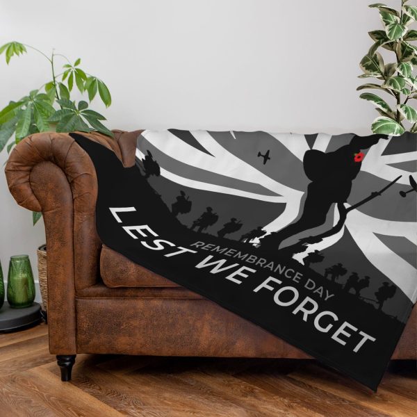 Remembrance Day B&W Flag - Fleece Blanket Online Sale