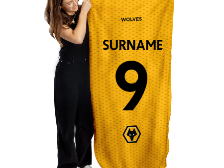 Wolves FC Name Number - Personalised Lightweight, Microfibre Beach Towel - 150cm x 75cm - Officially Licenced on Sale