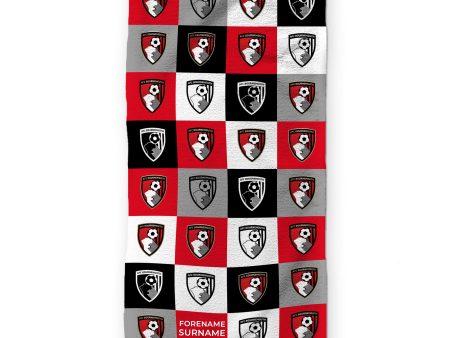 Bournemouth FC - Chequered - Name and Number Lightweight, Microfibre Golf Towel - Officially Licenced Online now