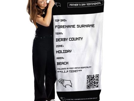 Derby County - FD Ticket Personalised Lightweight, Microfibre Beach Towel - 150cm x 75cm - Officially Licenced on Sale