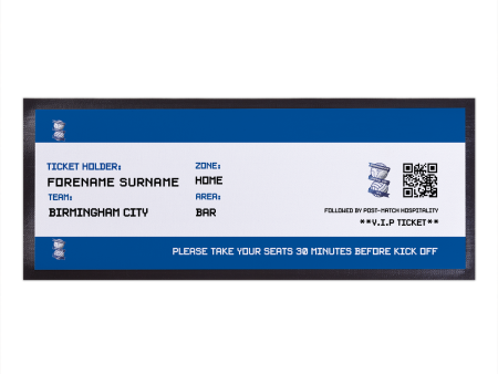 Birmingham City FC - Football Ticket Personalised Bar Runner - Officially Licenced Discount