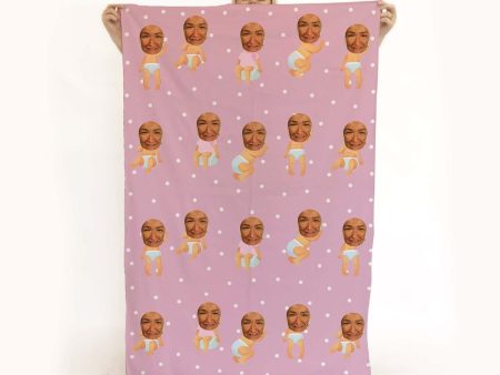 Baby Pink - Face Character Large Lightweight, Microfibre Beach Towel Online Sale